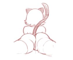 Rule 34 | animal ears, ass, cat ears, cat girl, cat tail, holding, holding behind back, nathy, panties, short hair, sketch, socks, tail, topless, underwear