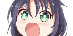 Rule 34 | + +, 10s, 1girl, blue hair, close-up, green eyes, kantai collection, long hair, looking at viewer, nahaki, no nose, open mouth, portrait, simple background, sin-poi, solo, sparkling eyes, suzukaze (kancolle), symbol-shaped pupils, white background
