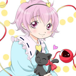 Rule 34 | 1girl, animal, cat, commentary request, heart, komeiji satori, pink eyes, pink hair, smile, solo, touhou, yuzuna99