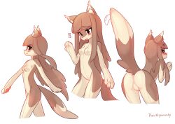 Rule 34 | 1girl, absurdres, animal ears, breasts, brown hair, doll, furry, furry female, highres, holo, long hair, medium breasts, red eyes, small breasts, spice and wolf, tail, wolf ears, wolf girl, wolf tail, yawaraky