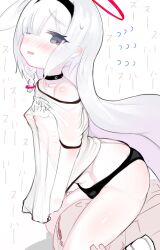 Rule 34 | 1boy, 1girl, black choker, black eyes, black hairband, blue archive, blush, braid, breasts, choker, doodle sensei (blue archive), flying sweatdrops, from side, grey hair, hairband, halo, hetero, highres, long hair, nipples, open mouth, pink hair, plana (blue archive), red pupils, see-through, see-through shirt, sensei (blue archive), shirt, single braid, sitting, sitting on face, sitting on person, small breasts, solo focus, uminotacos, very long hair, white shirt