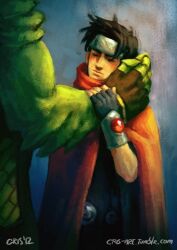 Rule 34 | 2boys, alien, bad id, bad tumblr id, bara, biceps, black hair, blonde hair, blush, caressing, caressing hand, colored skin, couple, cris art, feet out of frame, fingerless gloves, from side, gloves, green scales, green skin, hand on another&#039;s arm, head out of frame, hulkling, interspecies, large hands, male focus, marvel, multiple boys, muscular, muscular male, short hair, sideburns, size difference, solo focus, superhero costume, thick eyebrows, wiccan, yaoi