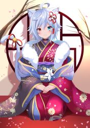 Rule 34 | 1girl, absurdres, ahoge, animal ear fluff, animal ears, bell, black kimono, blue eyes, branch, cat ears, cat girl, cat tail, commentary request, floral print, fur collar, hair between eyes, heterochromia, highres, japanese clothes, jingle bell, kimono, long sleeves, looking at viewer, obi, off shoulder, open clothes, original, petals, print kimono, red eyes, red kimono, red ribbon, ribbon, round window, sash, seiza, shibakame, silver hair, sitting, solo, tail, tail bell, tail ornament, tail raised, tail ribbon, wide sleeves, window