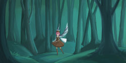 Rule 34 | 1girl, absurdres, female focus, forest, full body, hat, highres, mystia lorelei, nature, outdoors, plant, shoes, solo, standing, touhou, tree, wings