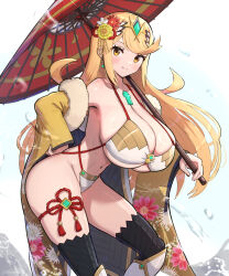 1girl absurdres alternate_costume blonde_hair breasts gonzarez highres huge_breasts long_hair mythra_(xenoblade) very_long_hair xenoblade_chronicles_(series) xenoblade_chronicles_2