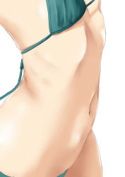 Rule 34 | 1girl, bikini, close-up, flat chest, highres, navel, niwatazumi, original, ribs, simple background, solo, stomach, swimsuit, white background