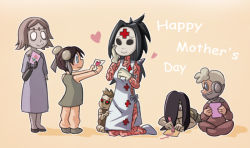 Rule 34 | 2boys, 4girls, apron, child, child&#039;s drawing, coloring, double bun, extra, hair over one eye, heart, hospital gown, ileum (skullgirls), mask, mother&#039;s day, multiple boys, multiple girls, red eyes, skullgirls, smile, vincent (hiyakuen), vincentowo