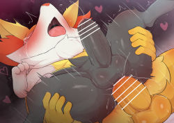 Rule 34 | 2boys, anal, animal ear fluff, animal ears, animal hands, animal nose, bar censor, black fur, blush, body fur, braixen, censored, creatures (company), erection, fang, foreskin, fox boy, fox ears, furry, furry male, furry with furry, game freak, gen 6 pokemon, heart, highres, leg grab, male focus, male penetrated, motion lines, multiple boys, nintendo, open mouth, penis, pokemon, pokemon (creature), precum, reverse cowgirl position, saliva, sex, sex from behind, snout, solo focus, spread legs, straddling, sweat, tears, testicles, tongue, trembling, white fur, yaoi, yellow fur, yousan (pixiv540898)