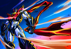 Rule 34 | clenched hands, glowing, highres, mazinger (series), mazinkaiser, mazinkaiser (robot), mecha, robot, scarf, solo