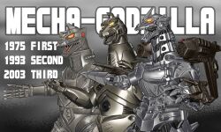 absurdres alien ammunition_backpack back_unit cannon cyborg directed-energy_weapon drill drill_hand energy_cannon energy_weapon finger_missile godzilla:_tokyo_s.o.s. godzilla_(series) godzilla_against_mechagodzilla godzilla_vs._mechagodzilla godzilla_vs._mechagodzilla_ii highres homyu_shot japan_self-defense_force jetpack kaiju kiryu_(godzilla) knee_missile magnetic_weapon maser_cannon mecha mechagodzilla mechagodzilla_2 military military_vehicle monster mouth_cannon mouth_missile multiple_persona plasma_cannon plasma_grenade_(godzilla) railgun revolving_finger_missile robot rocket_drill satoru33 space_monster spiral_claw stomach_cannon tail terror_of_mechagodzilla toho type-4_anti-beast_drilling_device type-4_railgun type-99_twin_maser_cannon weapon wrist_cannon wrist_gun yellow_eyes