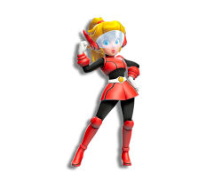 Rule 34 | 1girl, blonde hair, blue eyes, boots, full body, gloves, looking at viewer, mario (series), mighty peach, nintendo, official art, ponytail, power suit, princess peach, princess peach: showtime!, skirt, visor cap, white background