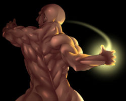 Rule 34 | 1boy, back, bad id, bad pixiv id, bald, from behind, male focus, muscular, nude, solo, wewi (1 2)