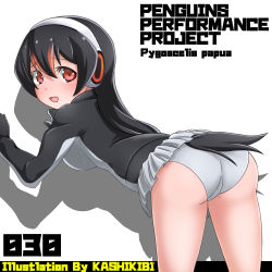 Rule 34 | 10s, bad id, bad pixiv id, black hair, breasts, gentoo penguin (kemono friends), headphones, jacket, kemono friends, kurosawa (kurosawakyo), long hair, looking at viewer, multicolored hair, open mouth, panties, pantyshot, penguins performance project (kemono friends), skirt, smile, solo, underwear