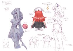 Rule 34 | 1girl, ass, breasts, character sheet, concept art, highres, la pucelle, large breasts, legs, nippon ichi, official art, prier, production art, ryoji (nomura ryouji), sketch, thighs, translation request
