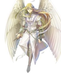 Rule 34 | 1boy, belt, blonde hair, boots, circlet, feathered wings, feathers, fire emblem, fire emblem: path of radiance, fire emblem: radiant dawn, fire emblem heroes, full body, green eyes, highres, long hair, male focus, nintendo, official art, pointy ears, reyson, solo, transparent background, wings, yura (ub4u)
