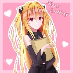 Rule 34 | 1girl, absurdres, blonde hair, brown eyes, detached sleeves, hair ornament, heart, highres, holding, konjiki no yami, long hair, nether melody, solo, to love-ru