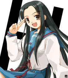 Rule 34 | 00s, hana (hana mo arashi mo), long hair, school uniform, serafuku, solo, suzumiya haruhi no yuuutsu, tsuruya, very long hair
