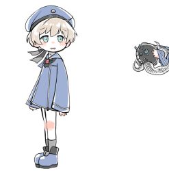 Rule 34 | 2girls, abyssal ship, aqua eyes, bad id, bad twitter id, blush, clothes writing, dress, enemy naval mine (kancolle), grey hair, hat, kantai collection, karin bluez3, long hair, multiple girls, open mouth, out of frame, sailor collar, sailor dress, sailor hat, short hair, simple background, socks, standing, tentacles, white background, z1 leberecht maass (kancolle), z3 max schultz (kancolle)