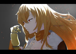 Rule 34 | 1girl, absurdres, amputee, angry, blonde hair, highres, long hair, prosthesis, prosthetic arm, red eyes, rwby, yang xiao long