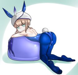 Rule 34 | 1boy, animal ears, ass, blonde hair, bulge, captain nemo (fate), crossdressing, fake animal ears, fake tail, fate/grand order, fate (series), feet, graham mk2, green eyes, hat, highres, long hair, male focus, male playboy bunny, nemo (fate), pantyhose, rabbit ears, rabbit tail, smile, soles, solo, tail, toes, trap