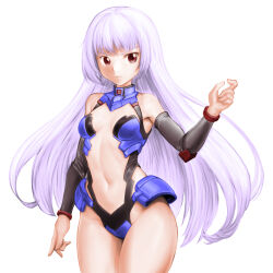 Rule 34 | 1girl, bare shoulders, breasts, cleavage, closed mouth, detached sleeves, grey sleeves, hand up, highres, legs together, leotard, light purple hair, long hair, long sleeves, midriff, minamoto80486, navel, original, red eyes, simple background, small breasts, solo, standing, thighs, very long hair, white background