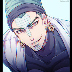 Rule 34 | 1boy, beehive hairdo, earrings, evil grin, evil smile, facial mark, facial tattoo, giga omega, green hair, grin, jewelry, jojo no kimyou na bouken, male focus, red eyes, smile, solo, tattoo, terence t. d&#039;arby