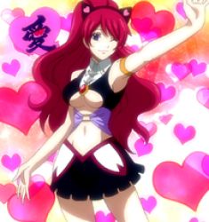 Rule 34 | 1girl, animal ears, breasts, cat ears, dress, elbow gloves, fairy tail, gloves, happy, heart, long hair, looking at viewer, lowres, one eye closed, pink hair, screencap, sherry blendy, solo, standing, underboob