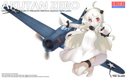 Rule 34 | 10s, 1girl, :&lt;, a6m zero, abyssal ship, ahoge, brand name imitation, colored skin, dress, english text, horns, kantai collection, long hair, looking at viewer, northern ocean princess, outstretched arms, red eyes, simple background, sleeveless, solo, tilt-shift (azalanz), very long hair, white dress, white hair, white skin