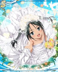 Rule 34 | 1girl, bridal veil, dress, female focus, flower, francesca lucchini, official art, outdoors, plant, sky, solo, strike witches, tree, veil, wedding, wedding dress, world witches series