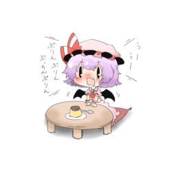 Rule 34 | 1girl, :3, bat wings, blush, chibi, drooling, female focus, lowres, open mouth, purple hair, rebecca (keinelove), remilia scarlet, solid oval eyes, solo, touhou, uu~, wings