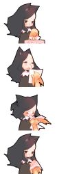 Rule 34 | 0123456789, 1other, 4koma, animal ears, black hair, cat ears, comic, dog, closed eyes, fang, forehead, highres, long image, original, silent comic, sneezing, tall image