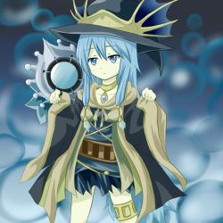 Rule 34 | blue eyes, blue hair, bubble, coat, duel monster, hat, jewelry, necklace, ritua erial, skirt, wand, yu-gi-oh!, yuu-gi-ou, yu-gi-oh! duel monsters