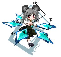 Rule 34 | 1girl, animal ears, byourou, capelet, character name, dowsing rod, grey hair, jewelry, mouse ears, mouse tail, nazrin, pendant, red eyes, short hair, solo, tail, touhou