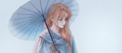 Rule 34 | 1boy, akatsuki no yona, blonde hair, cape, closed mouth, commentary request, holding, holding umbrella, korean commentary, male focus, side ponytail, sidelocks, solo, soo-won (akatsuki no yona), umbrella, upper body, yona hyeon