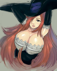 Rule 34 | breasts, cleavage, dragon&#039;s crown, hair over one eye, hat, large breasts, lowres, mahito, sorceress (dragon&#039;s crown), vanillaware