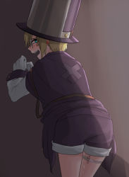 Rule 34 | 1boy, arc system works, artist request, blazblue, blazblue: calamity trigger, blonde hair, blue eyes, cape, carl clover, glasses, gloves, hat, looking back, open mouth, short hair, shorts, tears