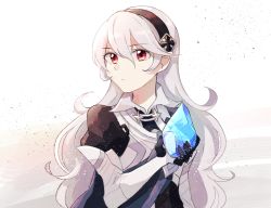 Rule 34 | 1girl, armor, bad id, bad twitter id, cape, corrin (female) (fire emblem), corrin (fire emblem), fire emblem, fire emblem fates, gloves, hair between eyes, hair ornament, hairband, long hair, looking at viewer, nintendo, pointy ears, red eyes, solo, sushitarou, white hair