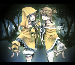 Rule 34 | 1boy, 1girl, album cover, bad id, bad pixiv id, blonde hair, blue eyes, brother and sister, cover, evillious nendaiki, fingerless gloves, foreshortening, forest, gloves, hetero, holding hands, kagamine len, kagamine rin, nature, okizari tsukiyosyou (vocaloid), outstretched arm, outstretched hand, reaching, siblings, suzunosuke (sagula), twins, vocaloid