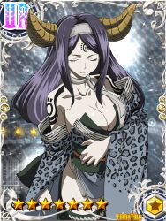 Rule 34 | 1girl, breasts, cleavage, demon girl, fairy tail, horns, large breasts, long hair, official art, seilah