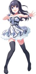 Rule 34 | 1girl, black hair, blue eyes, boots, highres, idoly pride, long hair, nagase mana, official art, solo, thigh boots, thighhighs, transparent background
