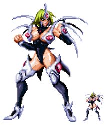 Rule 34 | armor, asahina suzu, breasts, choujin gakuen gowcaizer, fighting stance, green hair, leotard, pixel art, underboob