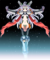 Rule 34 | 1girl, absurdres, ahegao, armor, crotch plate, flat chest, full body, game cg, highres, long hair, navel, no bra, revealing armor, shirogane no soleil ~successor of wyrd~, silver hair, skyfish, sol valkyrie, t-pose