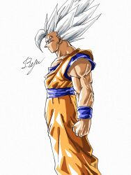 Rule 34 | 1boy, clenched hand, dragon ball, gohan beast, looking afar, muscular, muscular male, red eyes, serious, solo, son gohan, spiked hair, standing, tagme, white hair