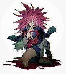 Rule 34 | 1girl, amputee, baiken, big hair, breasts, cleavage, eyepatch, facial tattoo, guilty gear, guilty gear strive, highres, japanese clothes, kimono, large breasts, long hair, one-eyed, open clothes, open kimono, pink hair, ponytail, samurai, scar, scar across eye, scar on face, solo, sword, tattoo, weapon, yohane shimizu