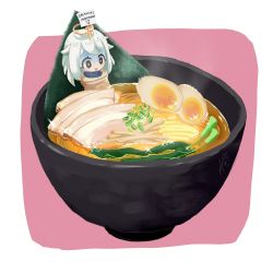 Rule 34 | 1girl, bound, emergency food, food, genshin impact, halo, highres, mini person, minigirl, noodles, paimon (genshin impact), ramen, scared, scarf, short hair, softboiled egg, sweat, tied up (nonsexual), white hair, yuimellow