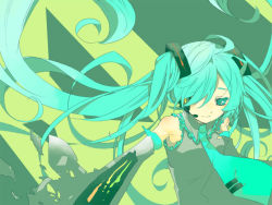 Rule 34 | 1girl, blue eyes, blue hair, blue necktie, breasts, closed mouth, commentary request, detached sleeves, frilled shirt collar, frills, grey shirt, grey sleeves, hair ornament, hair over one eye, hatsune miku, headset, long hair, looking at viewer, medium breasts, necktie, shirt, sleeveless, sleeveless shirt, smile, solo, twintails, upper body, uru uzuki, very long hair, vocaloid