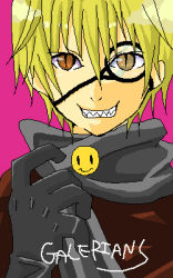 Rule 34 | 1boy, blonde hair, brown eyes, fangs, galerians, galerians: ash, gloves, goggles, knife, lowres, magenta background, male focus, monogoggle, parano (galerians), simple background, slit pupils, smile, smiley face, solo, tagme