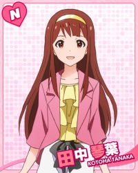 Rule 34 | 10s, 1girl, :d, brown eyes, brown hair, character name, hairband, heart, idolmaster, idolmaster million live!, long hair, looking at viewer, open mouth, smile, solo, tanaka kotoha