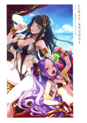 Rule 34 | absurdres, animal ears, artist request, chinese clothes, cleopatra (fate), cobra (animal), craft essence (fate), day, earrings, egyptian, egyptian clothes, fate/grand order, fate (series), food, forehead, fruit, gold hairband, grapes, hairband, hanfu, highres, hoop earrings, jackal ears, jewelry, ribbon bra, ring, scrunchie, sparkle, string bra, thumb ring, wu zetian (fate), wu zetian (seaside luxury) (fate), yellow hairband, yellow scrunchie
