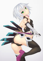 Rule 34 | 1girl, absurdres, arched back, arm belt, ass, bandaged arm, bandages, bare shoulders, black panties, black thighhighs, black vest, boots, breasts, cameltoe, cleft of venus, cropped vest, dagger, facial scar, fate/apocrypha, fate/grand order, fate (series), green eyes, hair between eyes, highres, holding, holding dagger, holding knife, holding weapon, jack the ripper (fate/apocrypha), knife, looking at viewer, lowleg, lowleg panties, panties, scar, scar across eye, scar on cheek, scar on face, short hair, shoulder tattoo, small breasts, solo, tattoo, thigh boots, thighhighs, thighs, underwear, vest, weapon, white hair, yamachi (xadp7533)